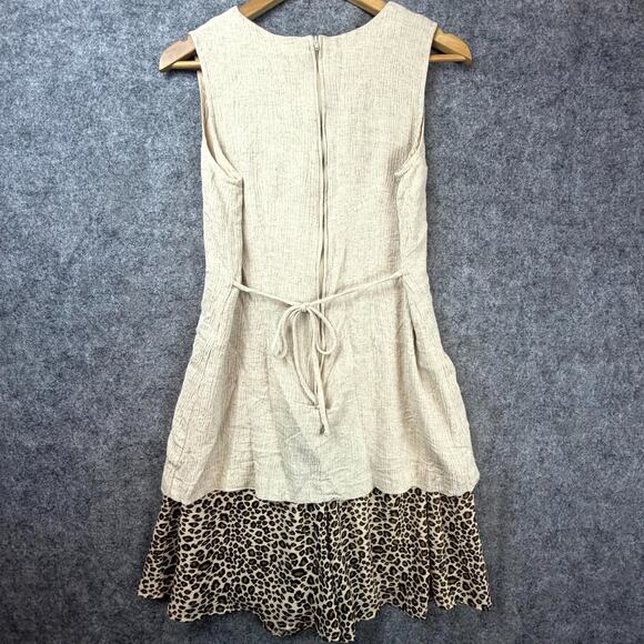 Vintage Dawn Joy Fashions Romper Womens Medium Leopard Linen 90s Earthy Chic - Picture 2 of 6